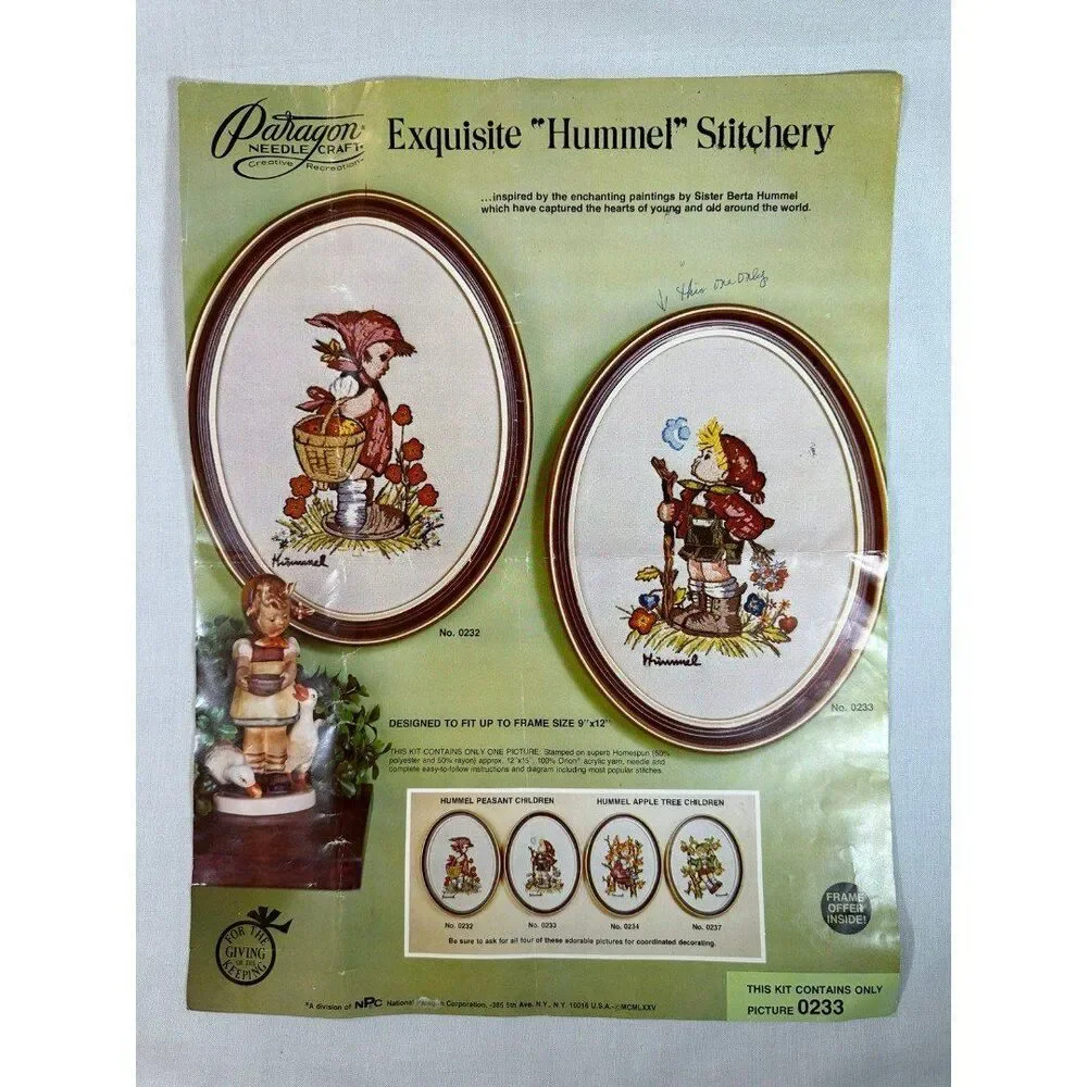 Hummel Stitchery Bundle Peasant Boy CANVAS #0233 & Carefree Days Leaflet *READ*